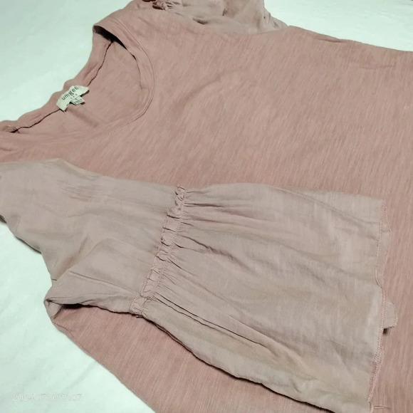 Umgee Sz Small Top Dusty Pink Flutter Ruffle Sleeves Boho Peasant Lightweight - Picture 10 of 10